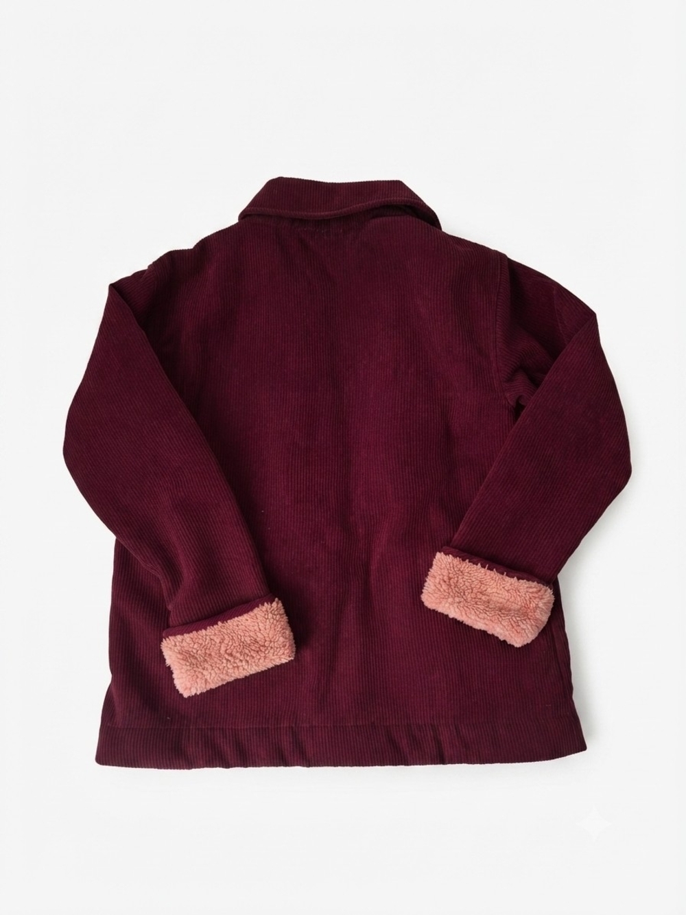 Boston Traders Corduroy Jacket with Contrast Sherpa Trim in Burgundy - Picture 3 of 10